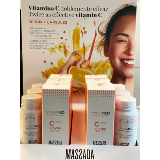 Display met 6 x vitamine C serum en 6 x vitamine C capsules